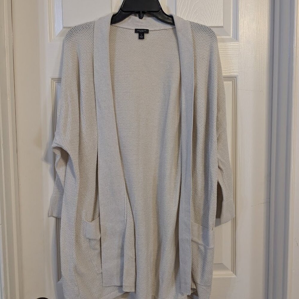 Ann Taylor Beige Lightweight Knit Cardigan - 3/4 Sleeve